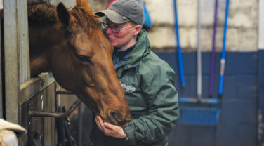 horse rider hug